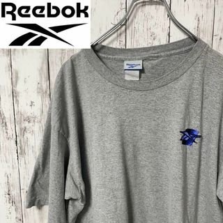 リーボック(Reebok)のリーボック　ワンポイント刺繍　Ｔシャツ 半袖 グレー　ビッグサイズ　古着男子(Tシャツ/カットソー(半袖/袖なし))