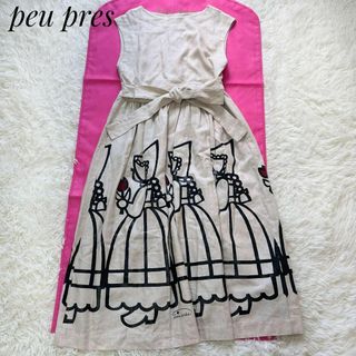 プープレ(peu pres)の【美品】peu pres 麻混 ノースリーブ ロングワンピース リボン 女の子(ロングワンピース/マキシワンピース)