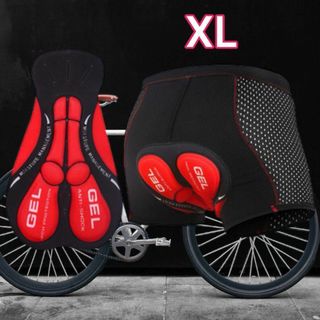 インナーパンツ サイクリング 自転車 メンズ ウェア バイク パッド XL 赤(ウエア)