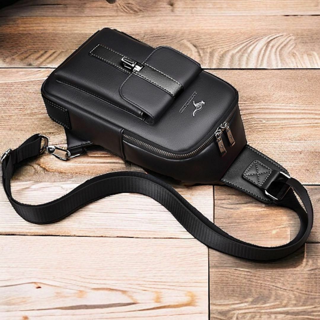 ショルダーバッグ ボディーバック ビジネス 高品質 斜め掛け メンズ 新品 黒 メンズのバッグ(ショルダーバッグ)の商品写真