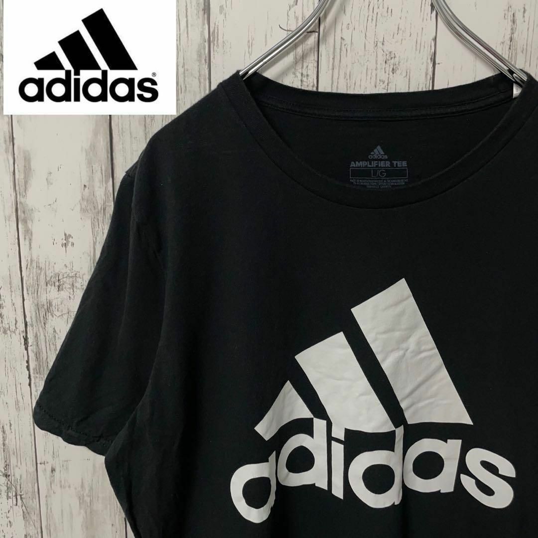 adidas(アディダス)のアディダス アメリカ古着 パフォーマンスロゴプリントTシャツ半袖ブラックメンズ メンズのトップス(Tシャツ/カットソー(半袖/袖なし))の商品写真