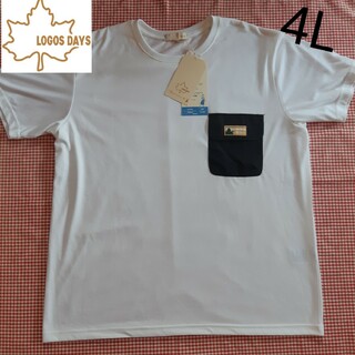 ロゴス(LOGOS)のLOGOS ロゴス メンズ Tシャツ 半袖 4L 白 ホワイト 新品 ポケット(Tシャツ/カットソー(半袖/袖なし))