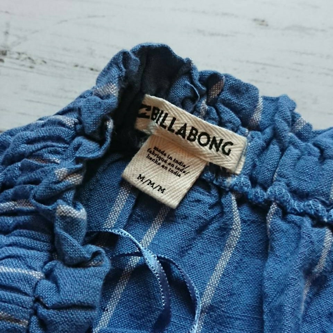 billabong(ビラボン)の美品！BILLABONG☆リボンベルト付きストライプ柄×ショーパンオールインワン レディースのパンツ(オールインワン)の商品写真