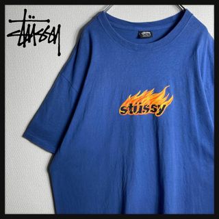 ステューシー(STUSSY)の【希少XLサイズ】ステューシー　ビッグロゴ　Tシャツ　炎　ファイヤーパターン(Tシャツ/カットソー(半袖/袖なし))