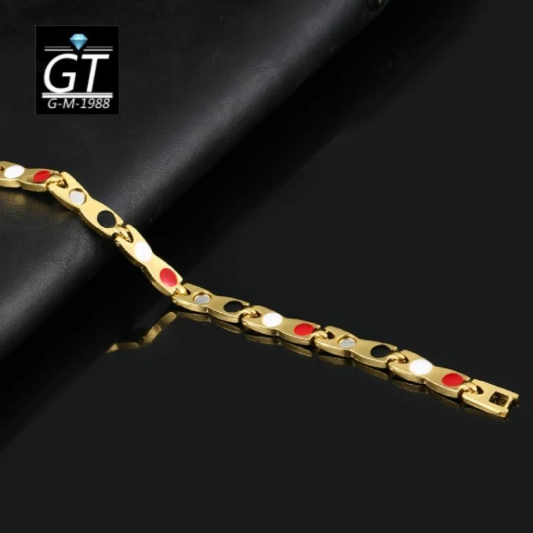新品 ゲルマニウム 磁気 高品質ドラゴンパターン ブレスレット ゴールド メンズのアクセサリー(ブレスレット)の商品写真