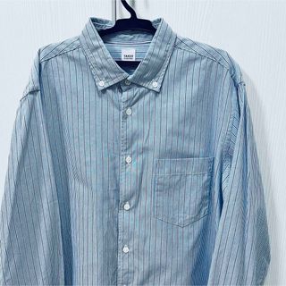 タケオキクチ(TAKEO KIKUCHI)のTAKEO KIKUCHI ブルーのストライプシャツ　Lサイズ(シャツ)