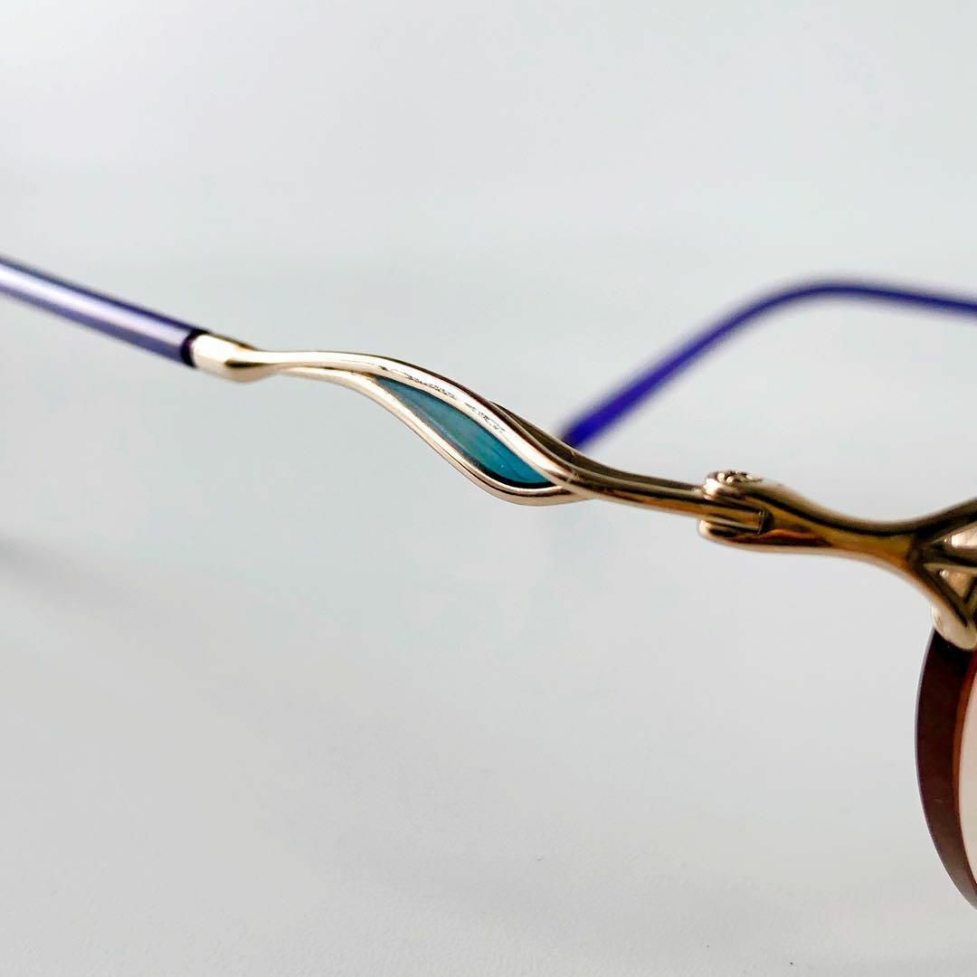 VINTAGE(ヴィンテージ)のK14刻 約22.8gメガネ K14WG 眼鏡 リムレス　ゴールド　カラーレンズ レディースのファッション小物(サングラス/メガネ)の商品写真