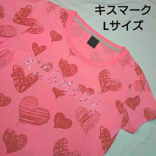 キスマーク(kissmark)のキスマーク Tシャツ Lサイズ ピンク ハート柄(Tシャツ(半袖/袖なし))