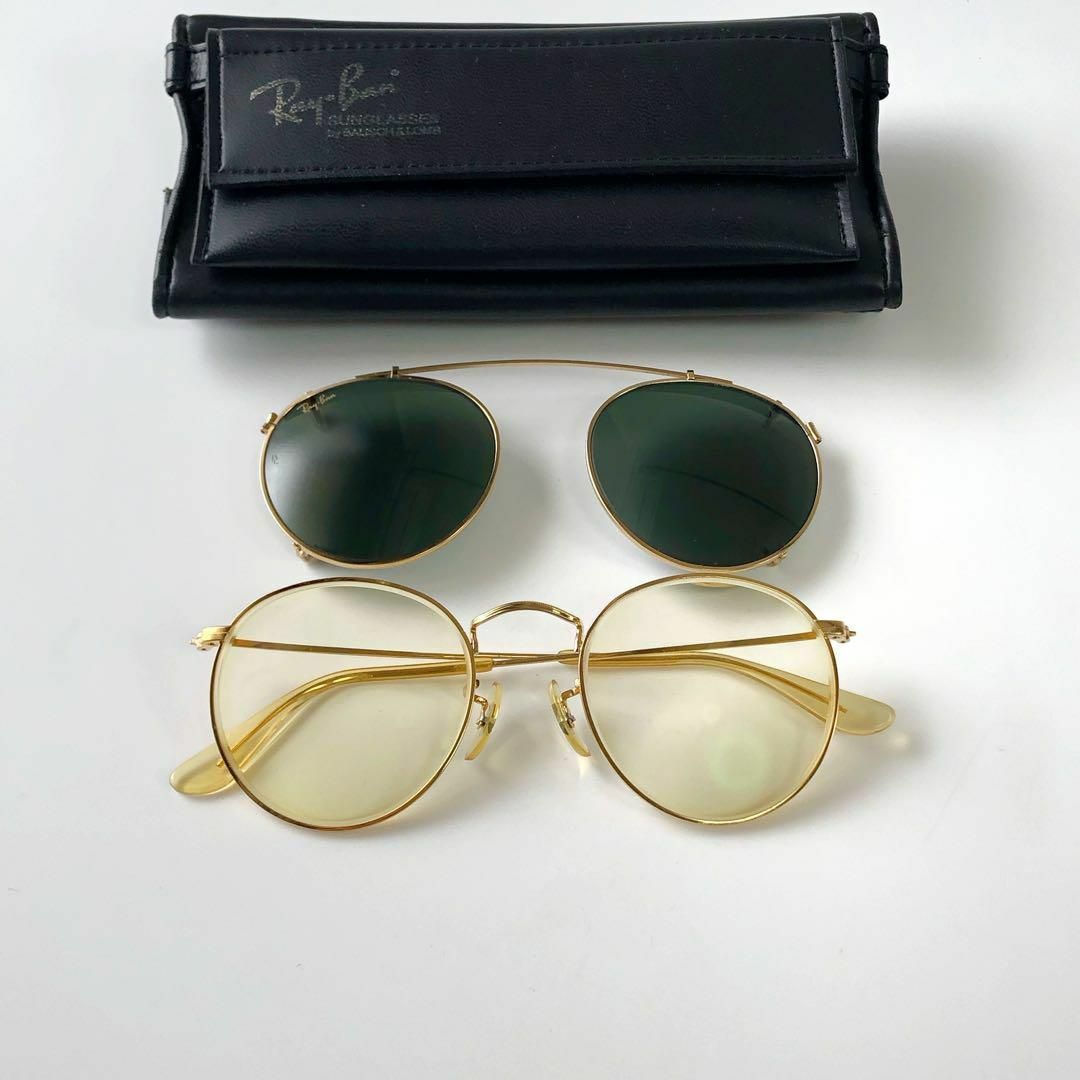 Ray-Ban(レイバン)のB&L クリップオン　ボシュロム社製レイバン サングラ　ラウンドメタル　砂打ち メンズのファッション小物(サングラス/メガネ)の商品写真