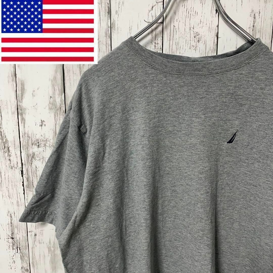 ノーティカ アメリカ古着 ビッグサイズワンポイントロゴ刺繍Tシャツ グレーメンズ メンズのトップス(Tシャツ/カットソー(半袖/袖なし))の商品写真