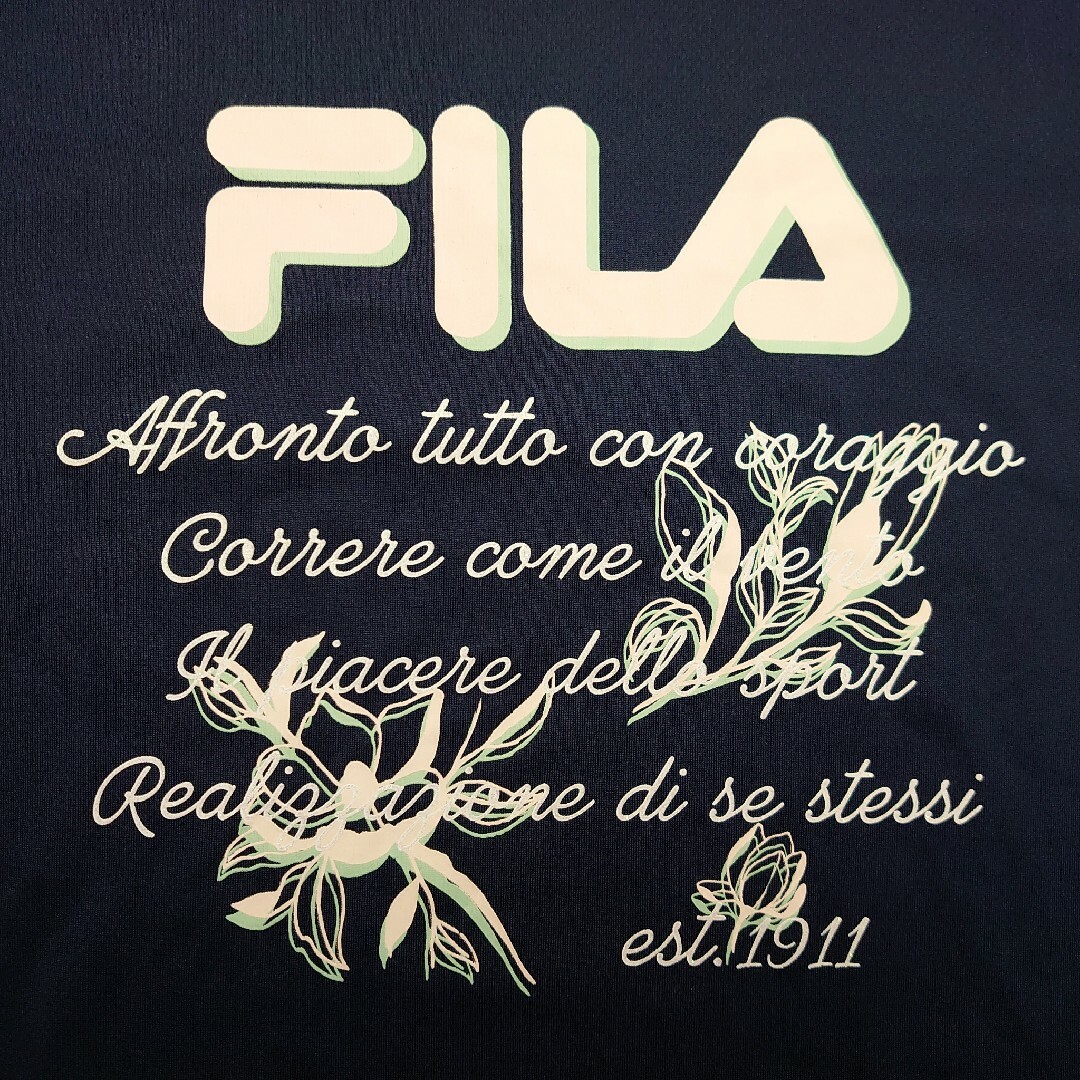 FILA(フィラ)の【美品】FILA ストレッチ Tシャツ Lサイズ ネイビー レディースのトップス(Tシャツ(半袖/袖なし))の商品写真