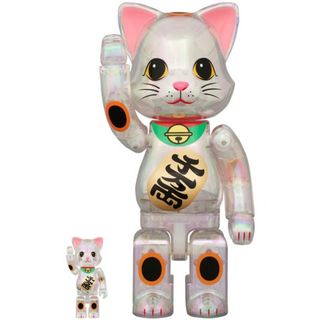 ベアブリック(BE@RBRICK)の新品　２個セット　招き猫 千万両透明メッキ 100％ & 400％(キャラクターグッズ)