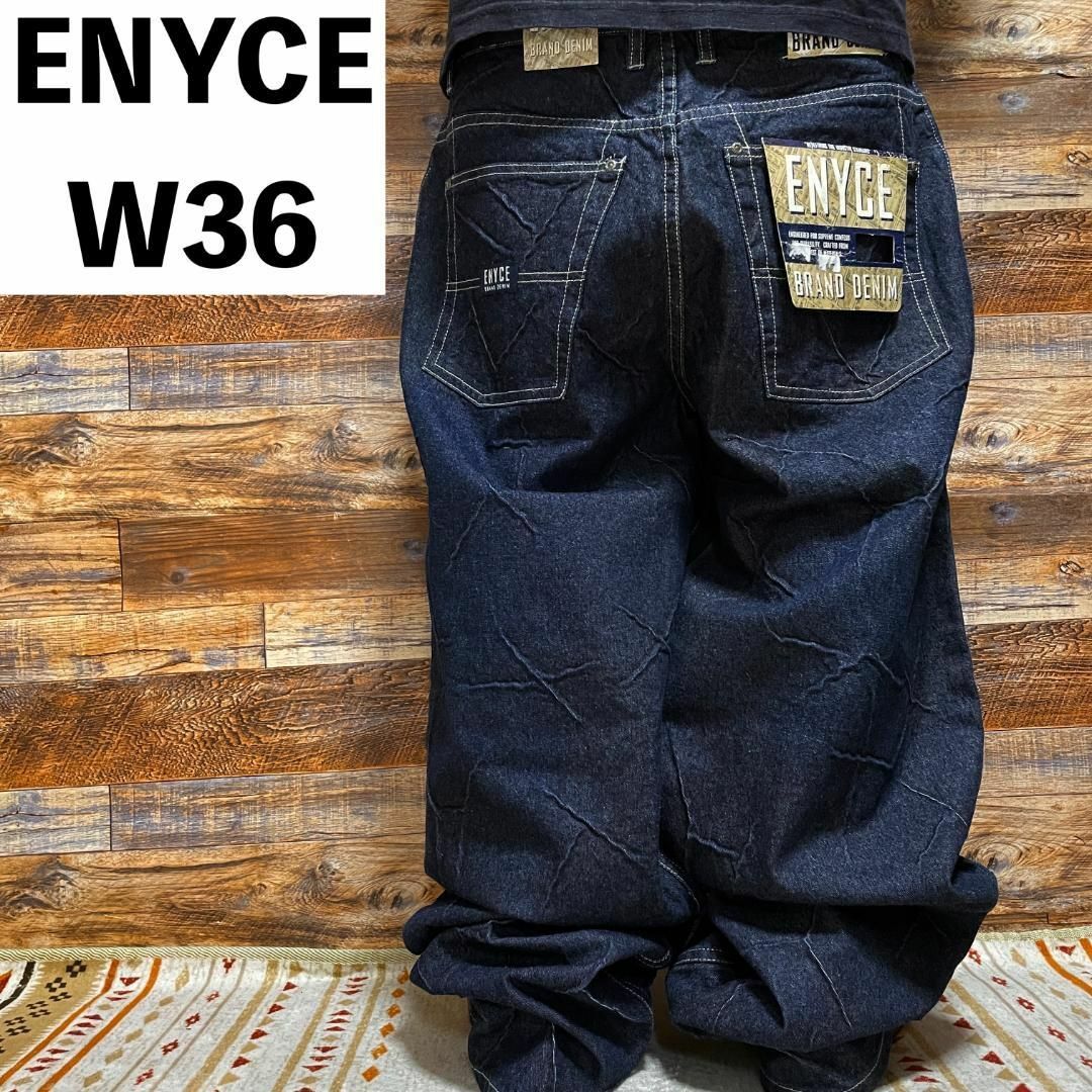 ENYCE(エニーチェ)のエニーチェバギーデニムジーパンw36ストリートb系ジーンズ刺繍濃紺ネイビー極太 メンズのパンツ(デニム/ジーンズ)の商品写真