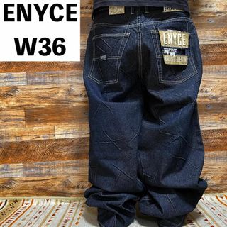 エニーチェ(ENYCE)のエニーチェバギーデニムジーパンw36ストリートb系ジーンズ刺繍濃紺ネイビー極太(デニム/ジーンズ)