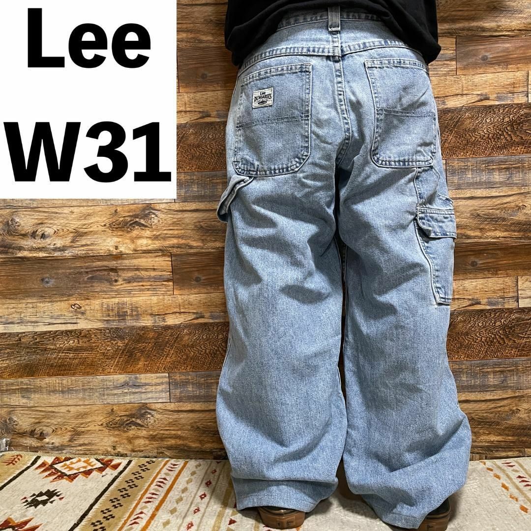 ART VINTAGE(アートヴィンテージ)のLeeリーデニムペインターパンツ古着ジーンズw31オーバーサイズライトブルー レディースのパンツ(デニム/ジーンズ)の商品写真