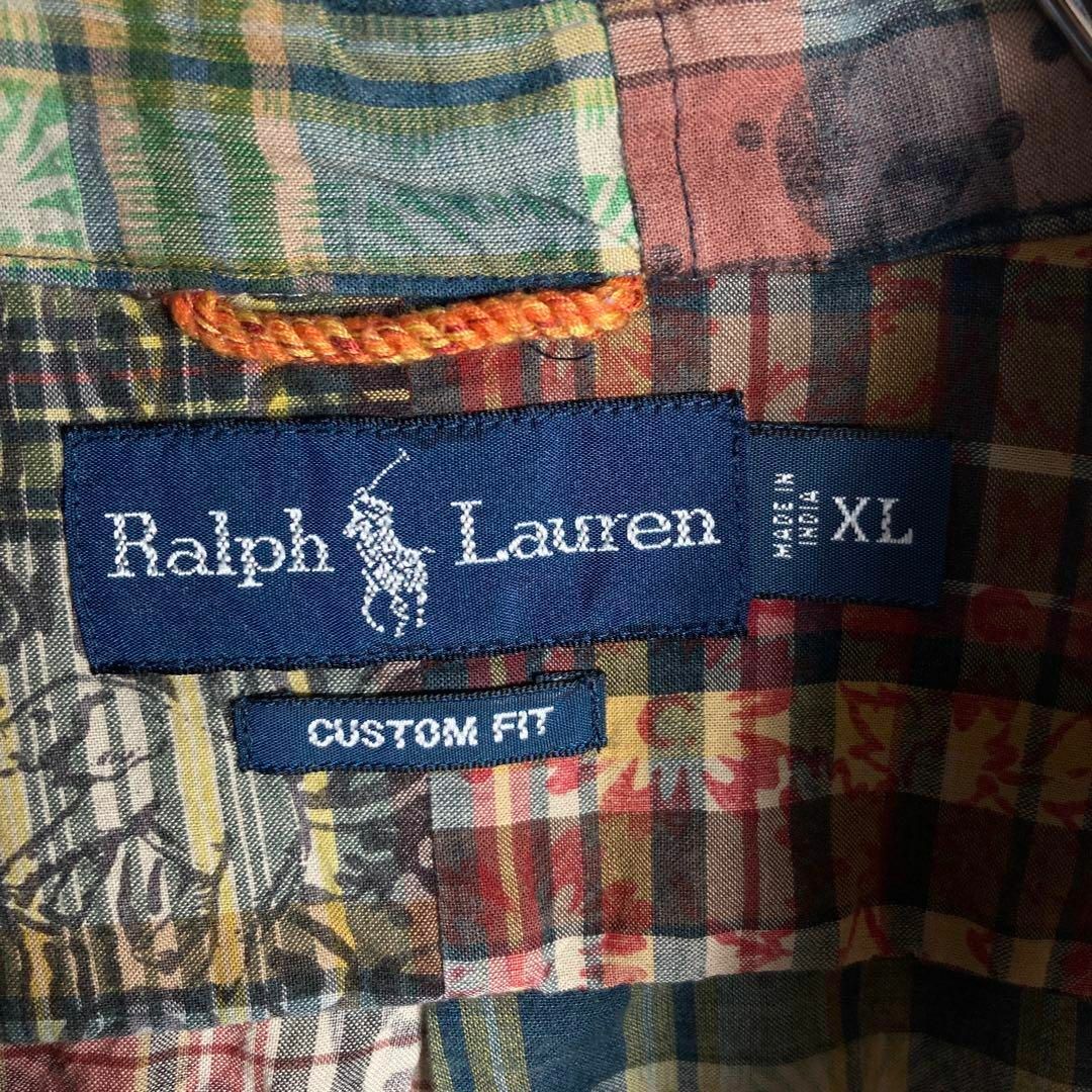 Ralph Lauren(ラルフローレン)の【90s】ラルフローレン　刺繍ロゴ　半袖シャツ　パッチワーク　XL　入手困難 メンズのトップス(シャツ)の商品写真
