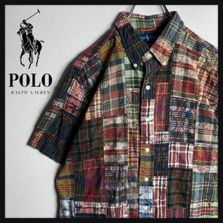 ラルフローレン(Ralph Lauren)の【90s】ラルフローレン　刺繍ロゴ　半袖シャツ　パッチワーク　XL　入手困難(シャツ)