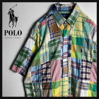 ラルフローレン(Ralph Lauren)の【90s】ラルフローレン　刺繍ロゴ　半袖シャツ　パッチワーク　L　入手困難(シャツ)