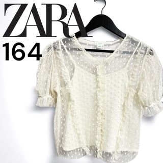 ザラ(ZARA)のZARA KIDS GIRLS チュールドット　パフスリーブ　ブラウス　フリル(ブラウス)