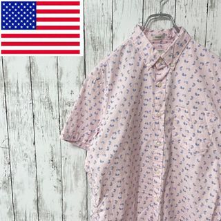 J.Crew - J.CREW アメリカ古着 コットン 半袖シャツ 花柄 ピンク メンズ