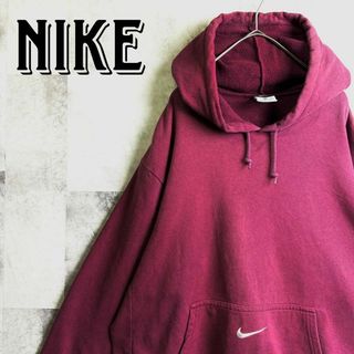 ナイキ(NIKE)の美品 大人気デザイン ナイキ パーカー センタースウッシュ刺繍ロゴ ボルドー M(パーカー)