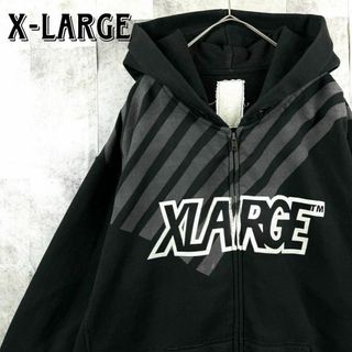 エクストララージ(XLARGE)の美品　エクストララージ ジップアップパーカー ビッグセンターロゴ ブラック XL(パーカー)