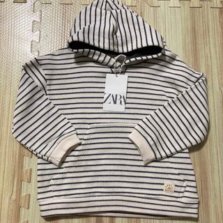 ザラキッズ(ZARA KIDS)のZARA ボーダー　パーカー　トレーナー　スウェット　カンガルーポケット(Tシャツ/カットソー)