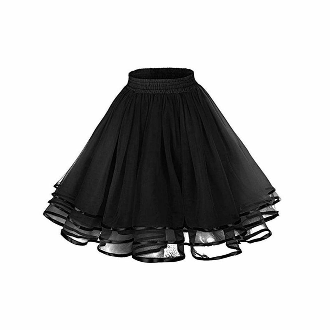 【色: ブラック】[Homrain] パニエ スカート ふわふわ aライン 3層 レディースのファッション小物(その他)の商品写真
