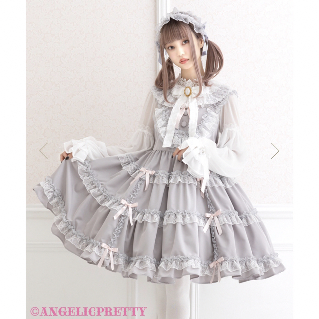 Angelic Pretty(アンジェリックプリティー)のAngelic Pretty LadyティアードJSK グレー レディースのワンピース(ひざ丈ワンピース)の商品写真