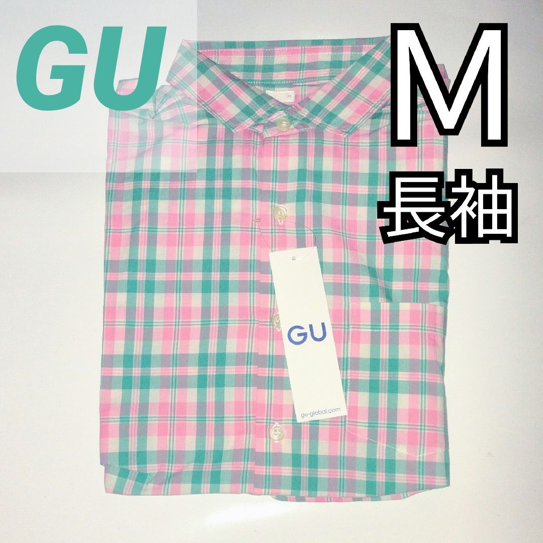 GU(ジーユー)のＧＵ チェックシャツ 長袖 新品 Ｍサイズ ピンク メンズのトップス(シャツ)の商品写真