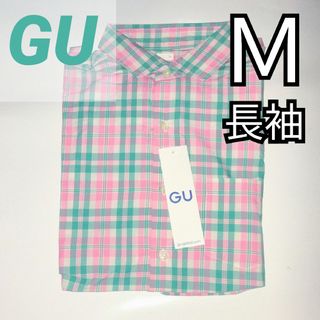 GU - ＧＵ チェックシャツ 長袖 新品 Ｍサイズ ピンク