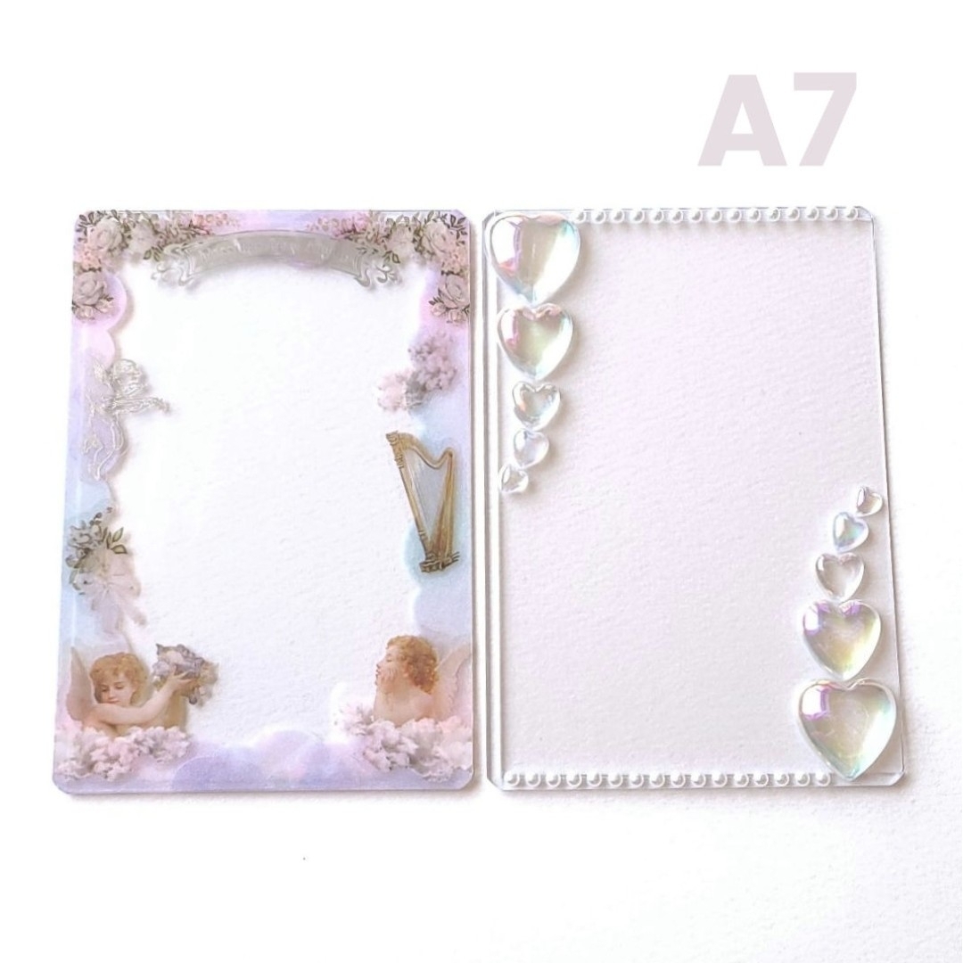 No.26 A7カードケースデコ 天使とクリアハート エンタメ/ホビーのトレーディングカード(カードサプライ/アクセサリ)の商品写真