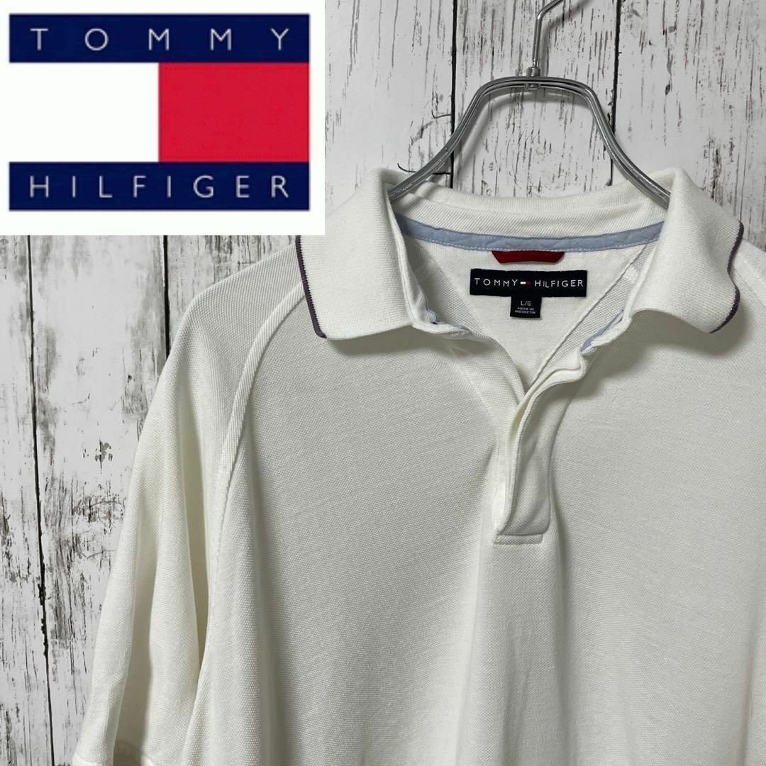 TOMMY HILFIGER(トミーヒルフィガー)のTOMMY HILFIGER トミーヒルヒィガー　ポロシャツ　ホワイト　メンズ メンズのトップス(ポロシャツ)の商品写真