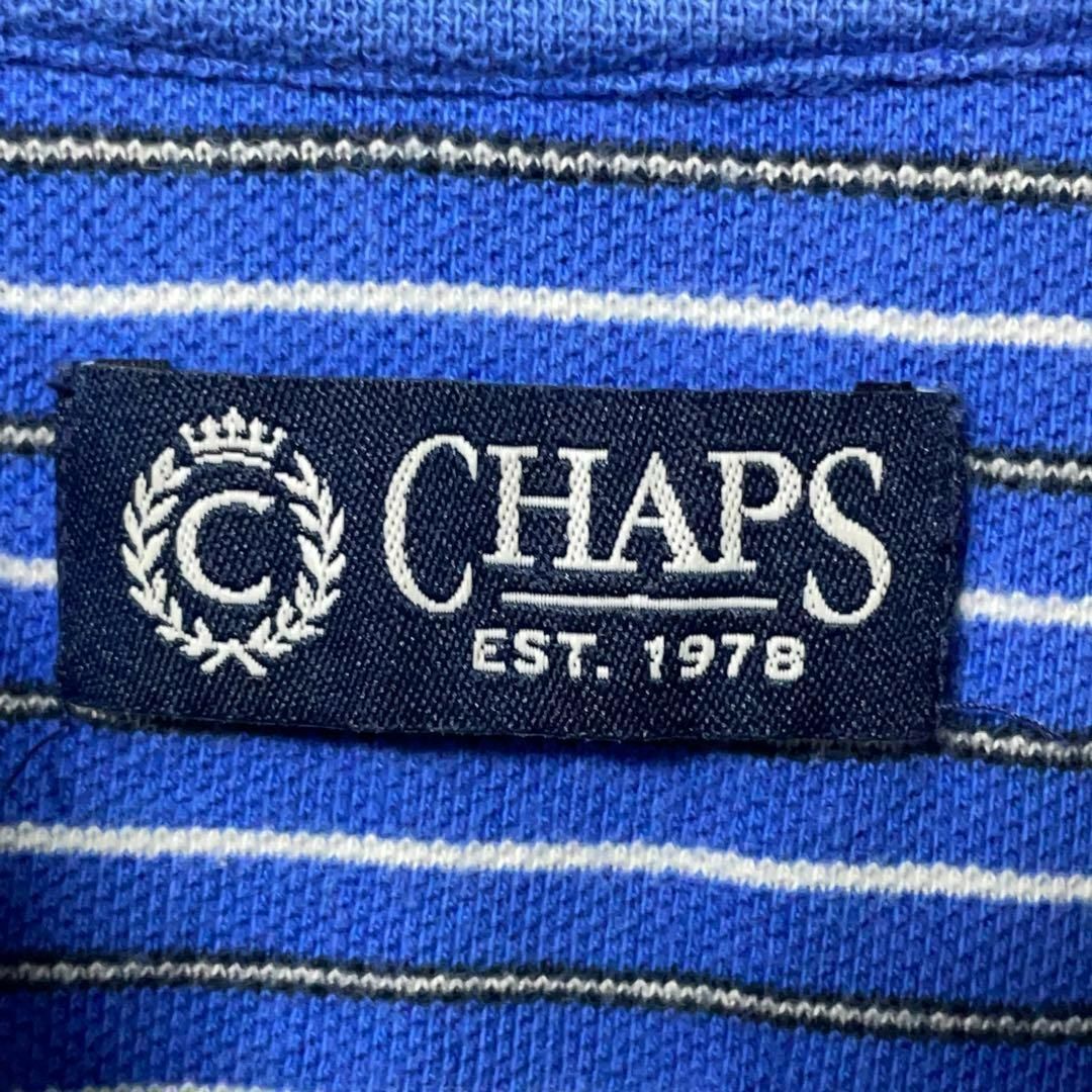 CHAPS アメリカ古着　ボーダーポロシャツ半袖 ブルー ボーダー柄　メンズ メンズのトップス(ポロシャツ)の商品写真