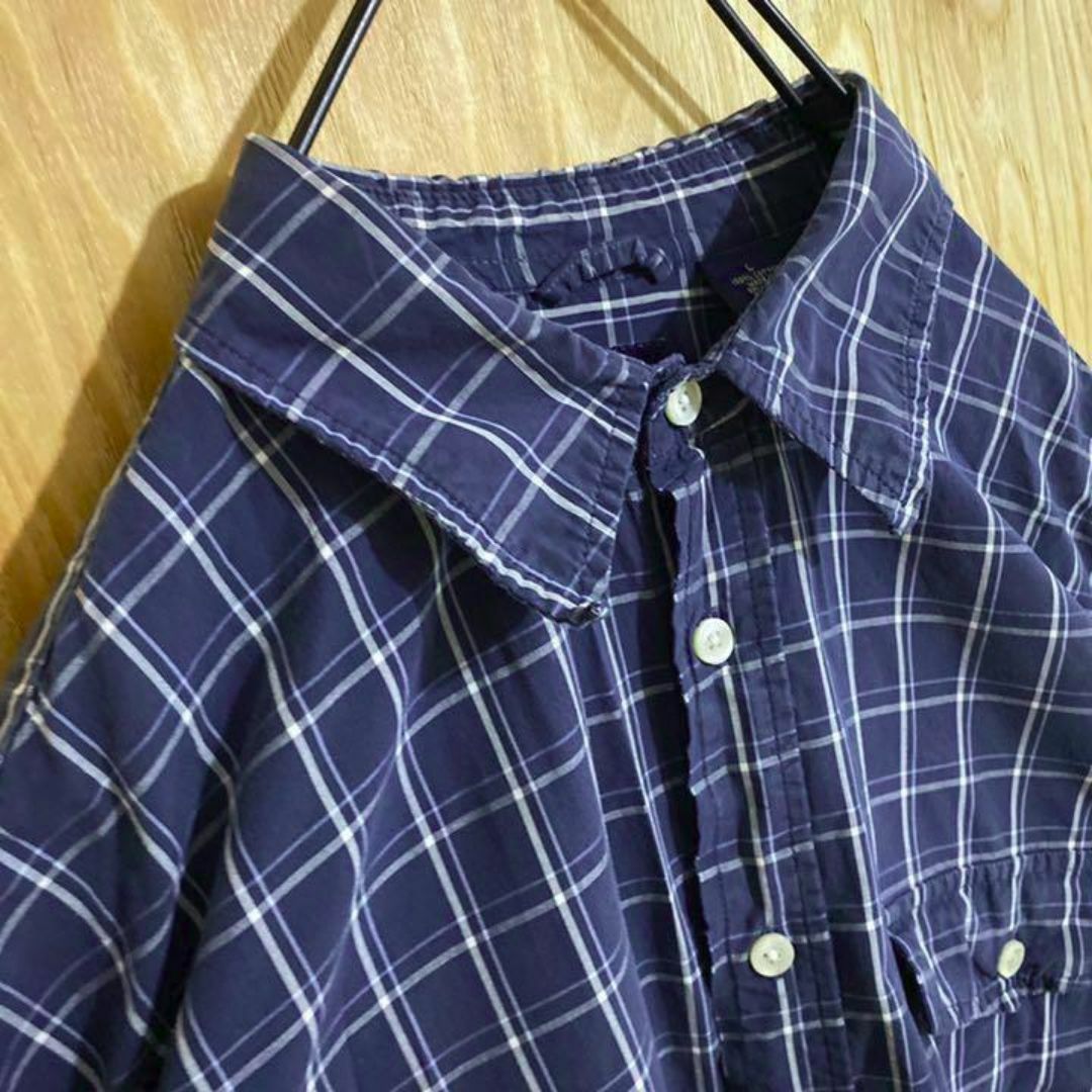 GAP(ギャップ)のオールド ギャップ ネイビー 半袖 メンズ チェック シャツ USA古着 90s メンズのトップス(シャツ)の商品写真