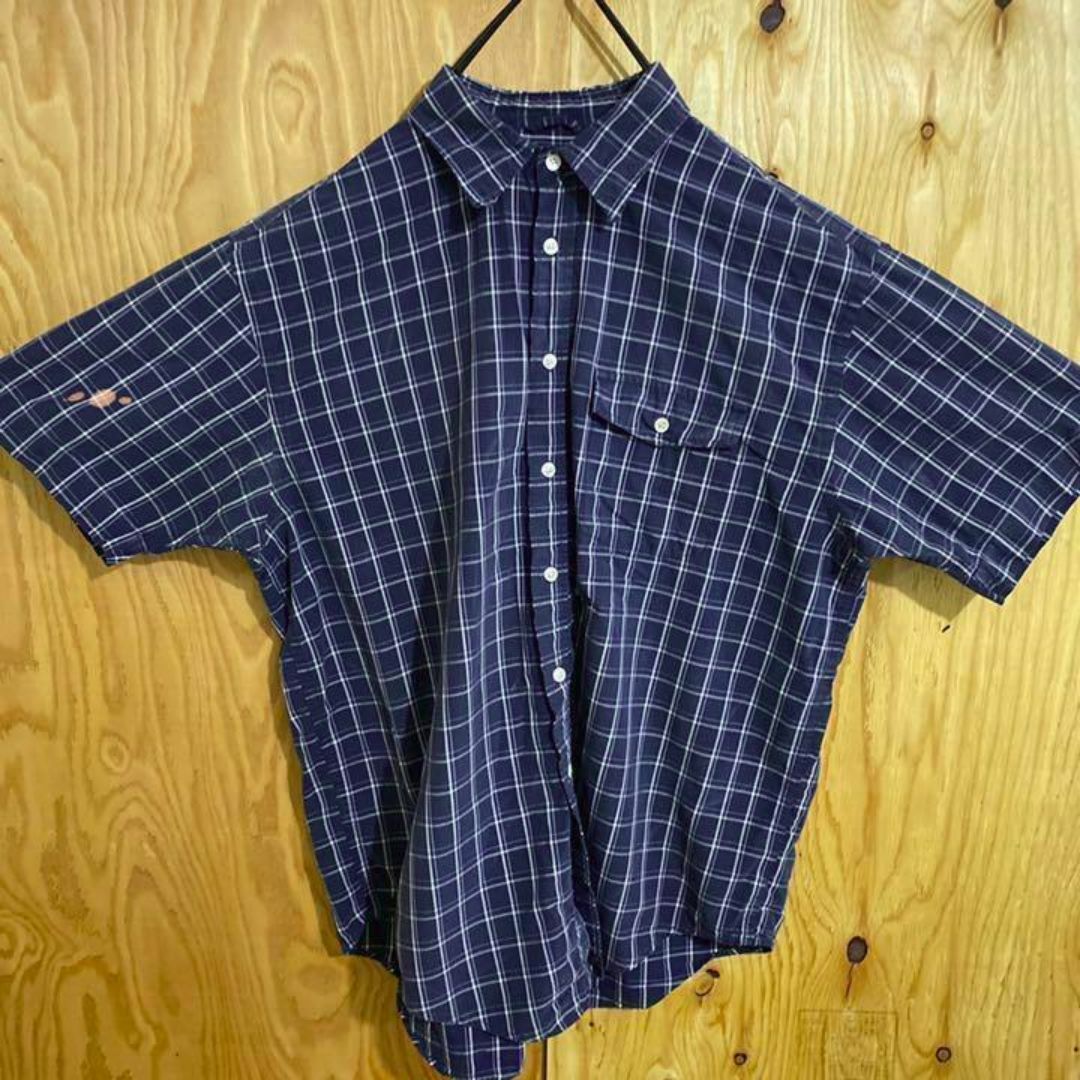 GAP(ギャップ)のオールド ギャップ ネイビー 半袖 メンズ チェック シャツ USA古着 90s メンズのトップス(シャツ)の商品写真