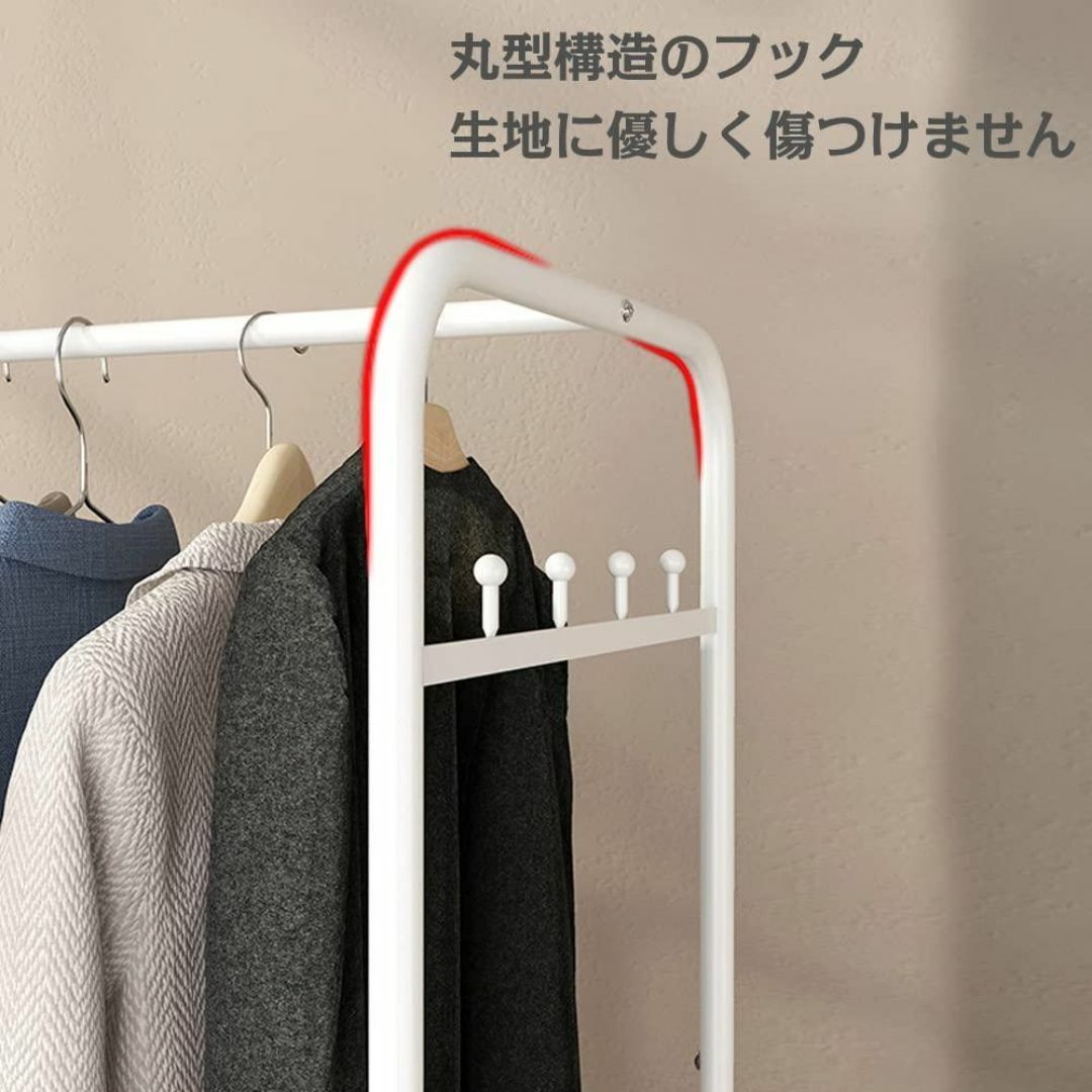  ハンガーラック スリム コートハンガー キャスター付き 洋服ラッ 管15uf インテリア/住まい/日用品の収納家具(マガジンラック)の商品写真