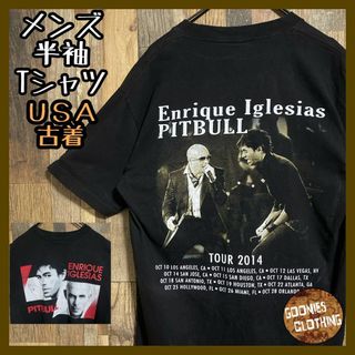 ピットブル エンリケ イグレシアス 歌手 ツアー Tシャツ M 黒 USA古着(Tシャツ/カットソー(半袖/袖なし))