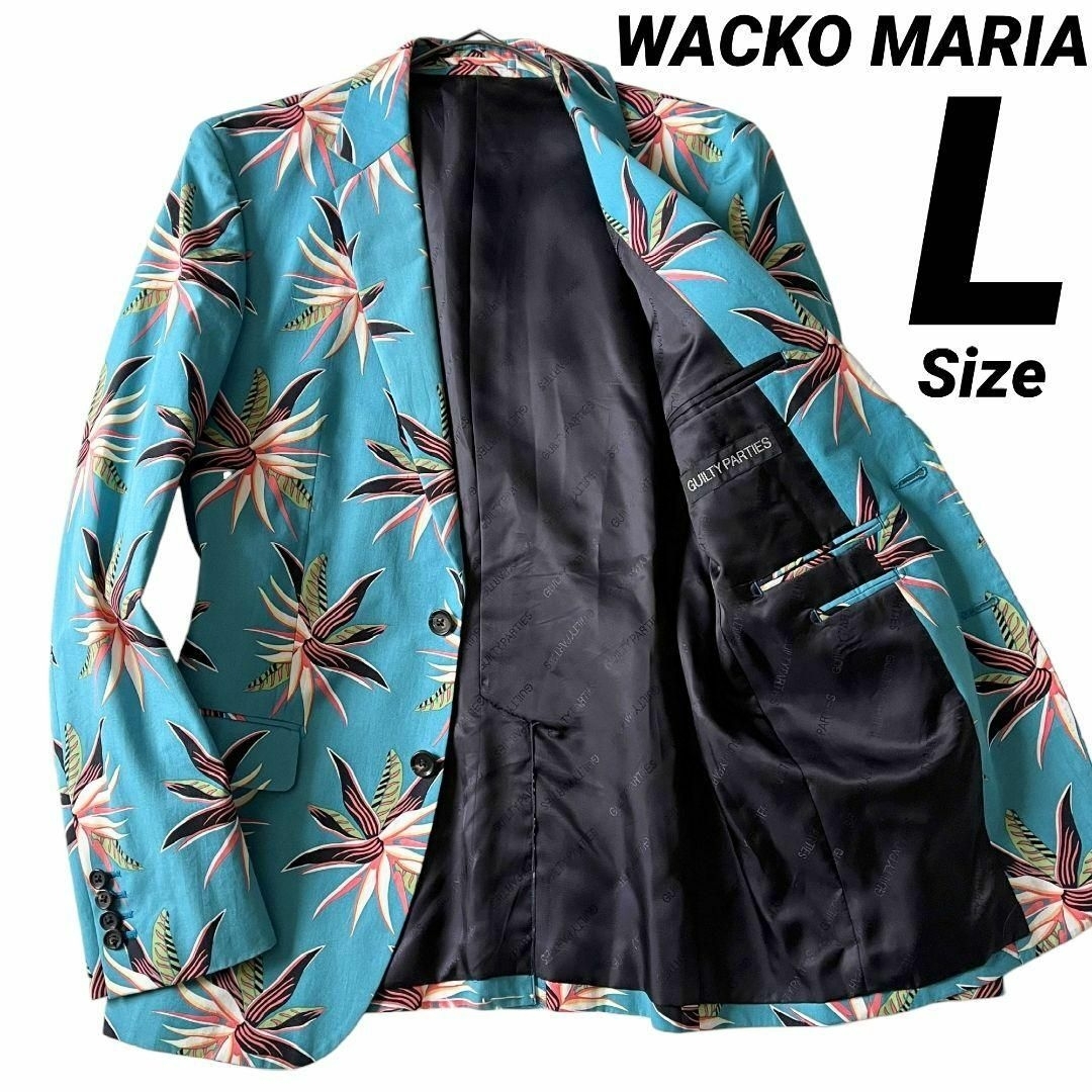 WACKO MARIA(ワコマリア)の美品★L★ワコマリア 花柄 テーラードジャケット シングル 2B 裏地 影ロゴ メンズのジャケット/アウター(テーラードジャケット)の商品写真