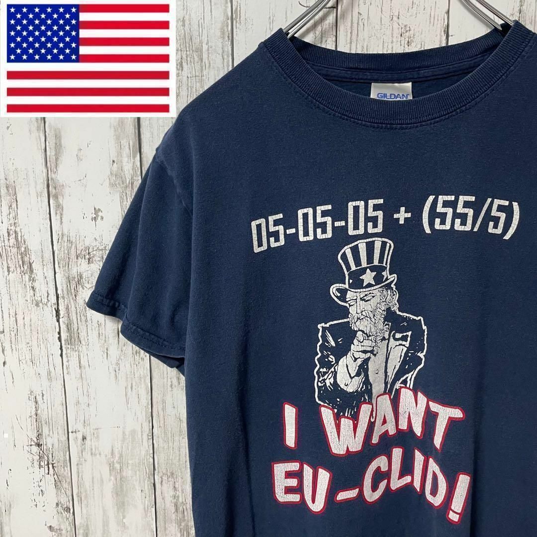 GILDANY アメリカ古着 ビッグプリントレトロTシャツ 紺 メンズ メンズのトップス(Tシャツ/カットソー(半袖/袖なし))の商品写真