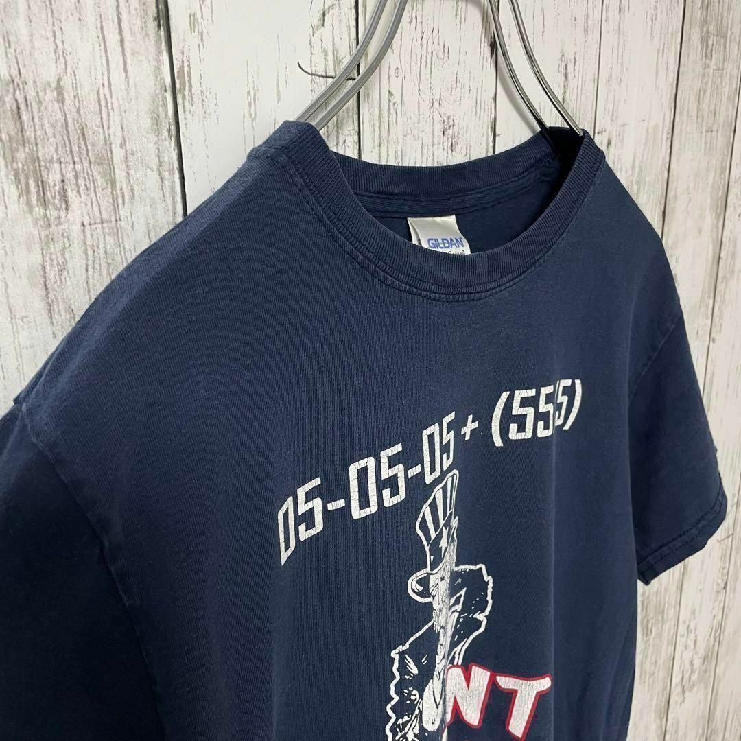 GILDANY アメリカ古着 ビッグプリントレトロTシャツ 紺 メンズ メンズのトップス(Tシャツ/カットソー(半袖/袖なし))の商品写真