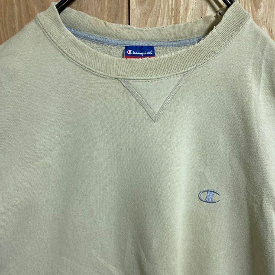 Champion(チャンピオン)のチャンピオン ロゴ クリーム バニラ トレーナー USA古着 90s スウェット メンズのトップス(スウェット)の商品写真