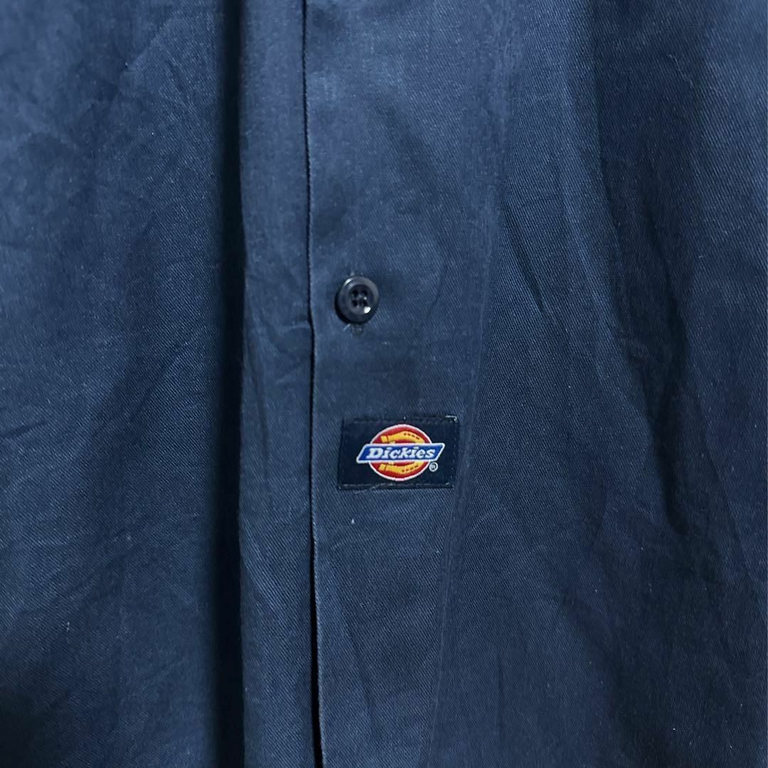 Dickies(ディッキーズ)のディッキーズ ワークシャツ 長袖 ネイビー ロゴ アメカジ 2XL USA古着 メンズのトップス(シャツ)の商品写真