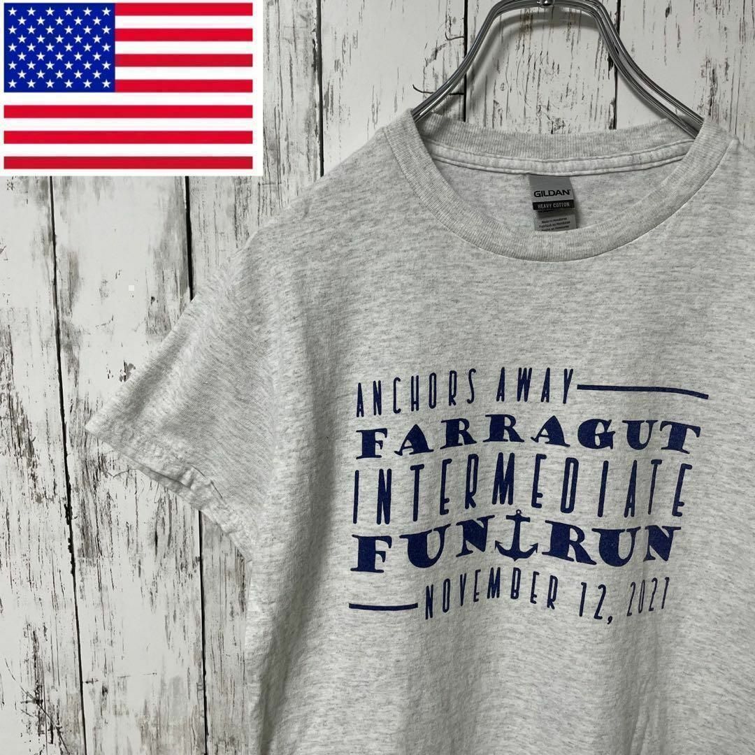 GILDAN アメリカ古着 カンパニーロゴプリントTシャツ ホワイト メンズ メンズのトップス(Tシャツ/カットソー(半袖/袖なし))の商品写真