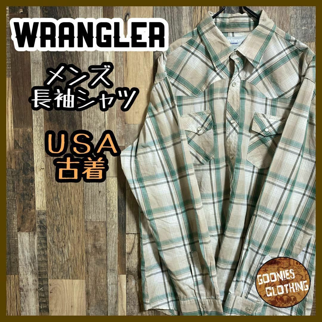 Wrangler(ラングラー)のラングラー メンズ 長袖 シャツ チェック 茶色系 ポケットUSA古着 90s メンズのトップス(シャツ)の商品写真