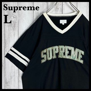 シュプリーム(Supreme)の【希少】シュプリーム☆アーチロゴ入りVネックTシャツ 袖切り替え 即完売注意(Tシャツ/カットソー(半袖/袖なし))