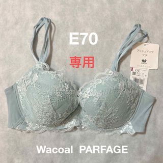 ワコール(Wacoal)のワコール　パルファージュ　プッシュアップブラ＆ショーツ　E70  新品　ブルー系(ブラ&ショーツセット)