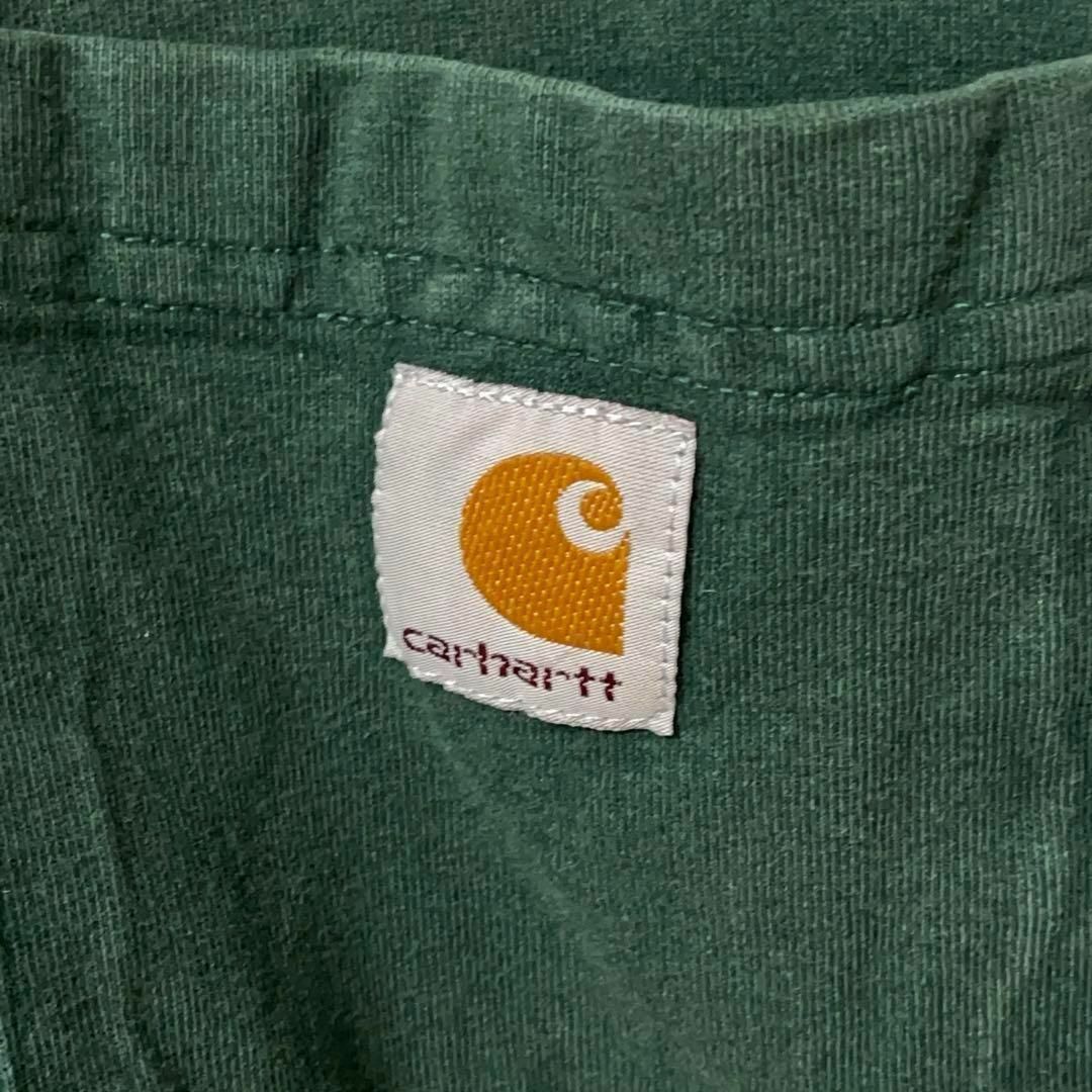 carhartt(カーハート)のカーハート アメリカ古着 ビッグサイズ ワンポイントロゴＴシャツ半袖 グリーン メンズのトップス(Tシャツ/カットソー(半袖/袖なし))の商品写真