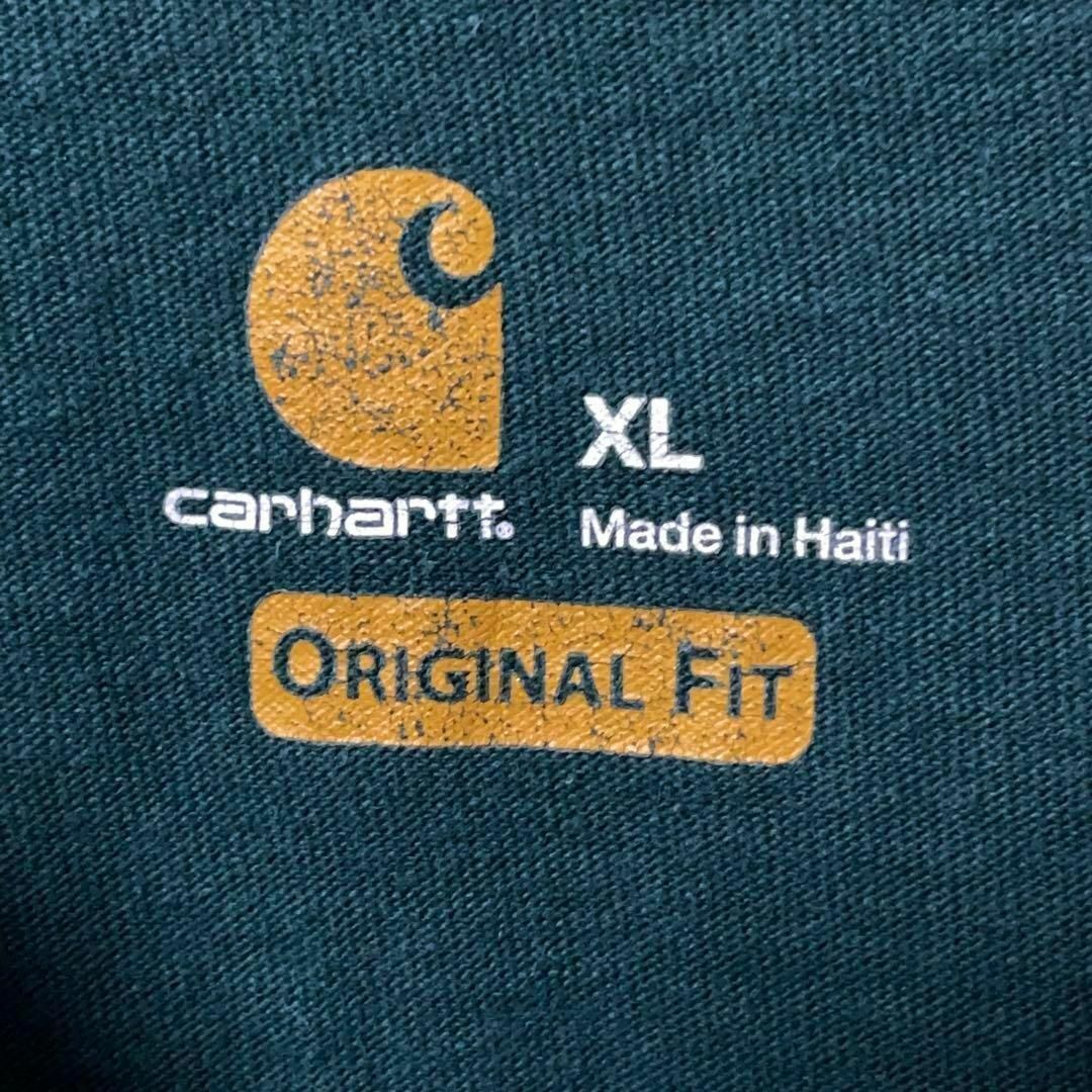 carhartt(カーハート)のカーハート アメリカ古着 ビッグサイズ ワンポイントロゴＴシャツ半袖 グリーン メンズのトップス(Tシャツ/カットソー(半袖/袖なし))の商品写真