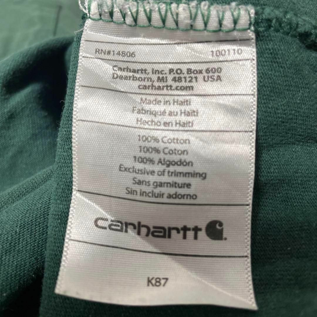 carhartt(カーハート)のカーハート アメリカ古着 ビッグサイズ ワンポイントロゴＴシャツ半袖 グリーン メンズのトップス(Tシャツ/カットソー(半袖/袖なし))の商品写真